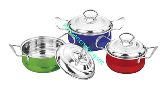Fashion Design Cooking Pot Set , Mirror Polished 6/ 8 Pcs SS Cookware Set