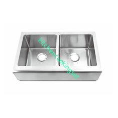 Commercial 16 Gauge Stainless Steel Undermount Kitchen Sink , Double Bowl Apron Sink
