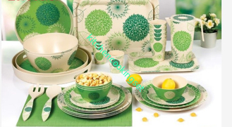 Green Color Bamboo Dinnerware Set Waterproof Non - Odor BPA Free Eco Friendly
