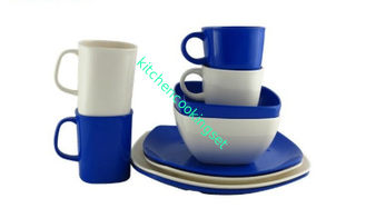 Square Shape Melamine Tableware Sets , Anti - Bacteria Melamine Camping Dinnerware Sets