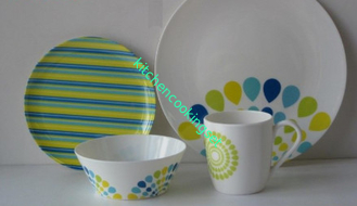 Peacock Style Melamine Dinnerware Sets Smooth Surface Durable Heat Resistance