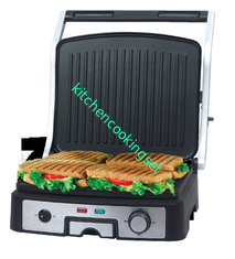 Fully Open 4 Slice Panini Grill , Toaster Griller Sandwich Maker With Ss Housing