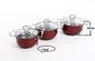 Food Grade Kitchen Cooking Set With Glass Lid Colorful Shell 201# Stainless Steel