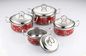 Environment Friendly Stainless Steel Cookware Sets Durable Red Pot Wtih Metal Lid