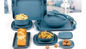 Food Safe Bamboo Disposable Dinnerware , Square Navy Blue Bamboo Tableware Set