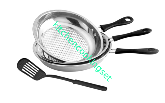 Round Shape Stainless Steel Non Stick Frying Pan Set High Heat Resistant