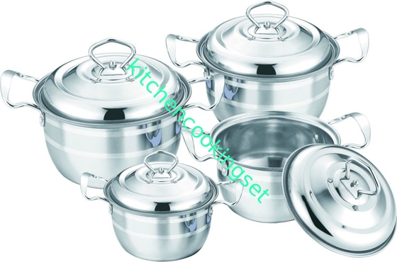 Polishing Surface Kitchen Cooking Set Silver Color Elegant Design Rust Resistant
